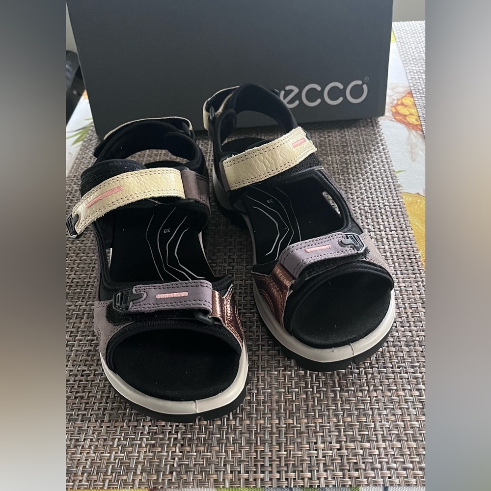 Ecco Women's Black and Brown Sandals